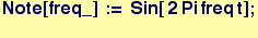 Note[freq_] := Sin[ 2 Pi freq t] ; 